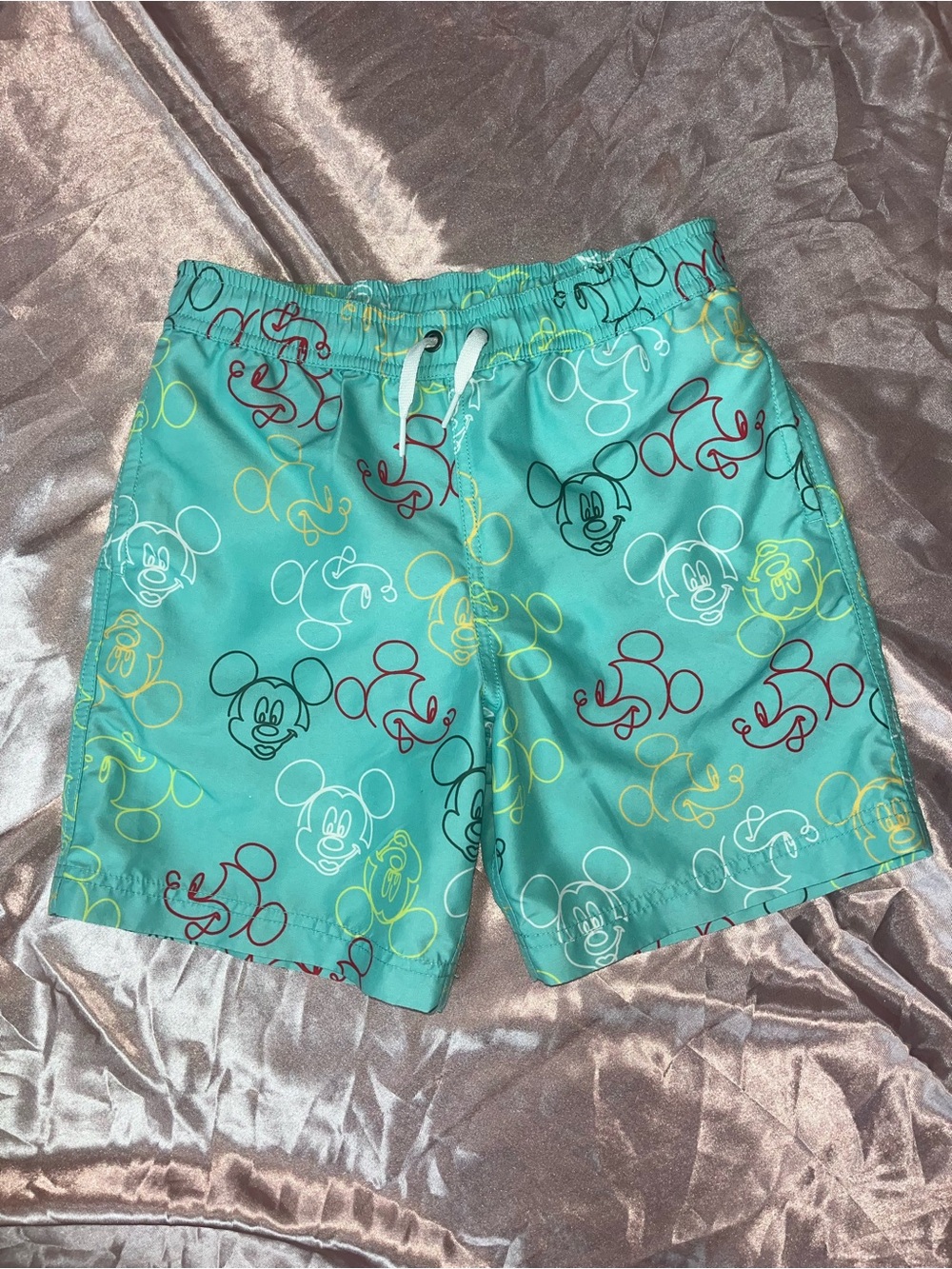 Hanna Andersson Disney Mickey Mouse Teal Swim Shorts Size 6-7